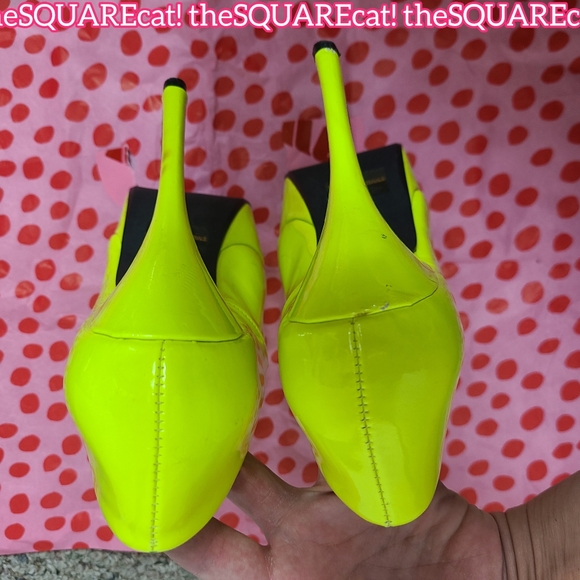DEB pinup retro neon yellow platform high heels Rave festival night club size 8 - Picture 4 of 7